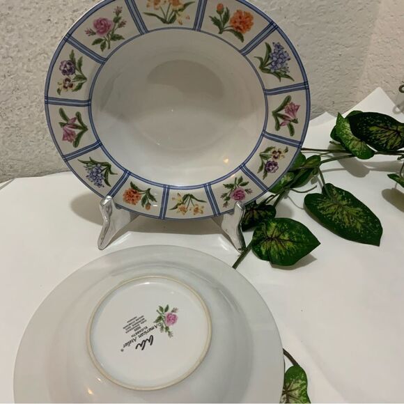 2 AMERICAN ATELIER ELIZABETH 5020 salad Plate 9” Granny Core Floral Gingham A2 - Picture 8 of 12